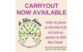 BIG NEWS upstairs at 1050 Main Street! You can now order your favorite A Slice Above pizzas to-go